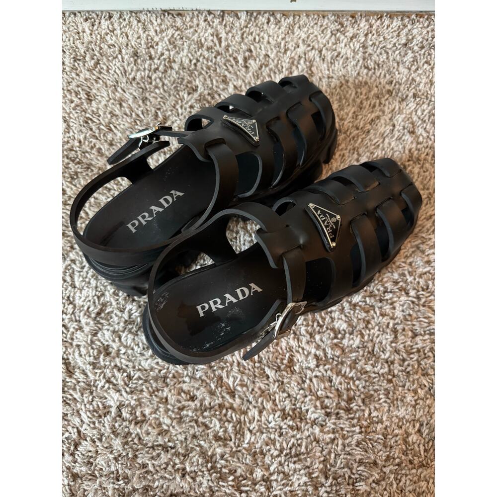 Prada 41 Rubber Monolith Sandals in Black - Picture 6 of 12